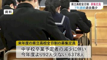 来年春の県立高校全日制募集定員…92人減で7年連続過去最少（富山テレビ）-–-yahoo!ニュース-–-yahoo!ニュース